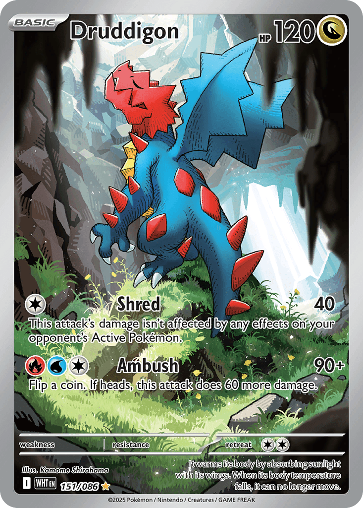 Druddigon - 151/086 — SV: White Flare Pokémon TCG card by Kamome Shirahama