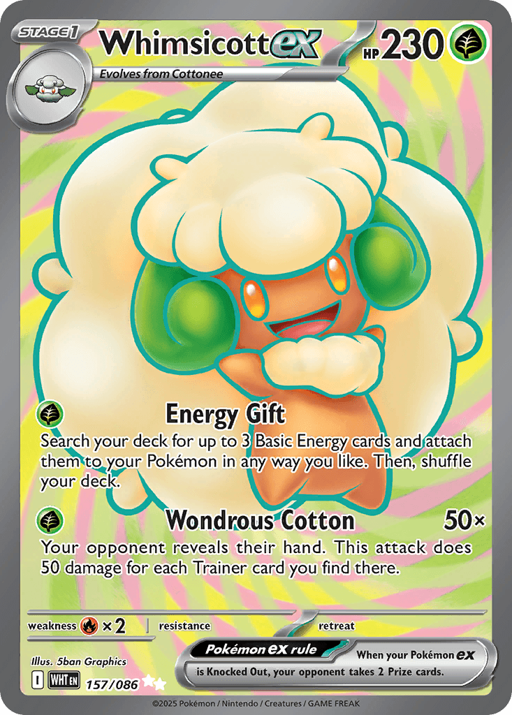 Whimsicott ex - 157/086 — SV: White Flare Pokémon TCG card by 5ban Graphics