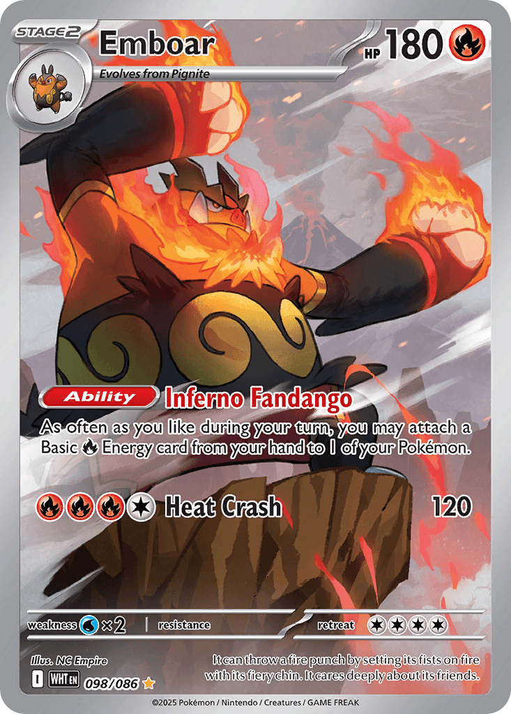 Emboar - 098/086 — SV: White Flare Pokémon TCG card by NC Empire