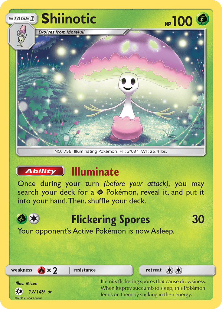 Shiinotic — SM Base Set Pokémon TCG card by Mizue