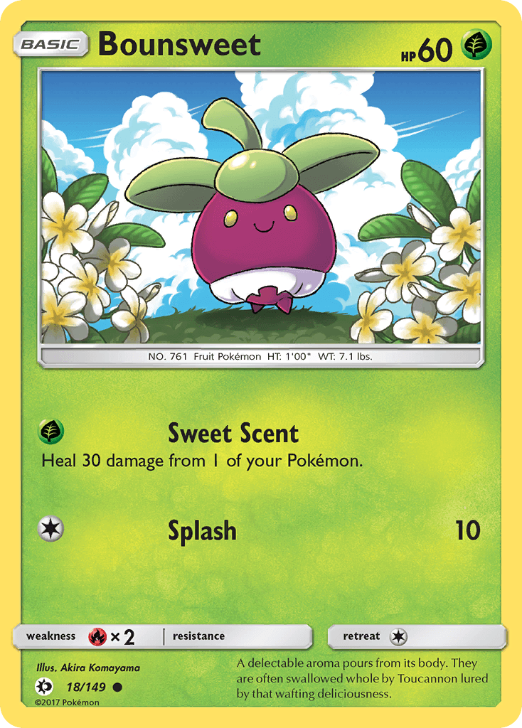 Bounsweet — SM Base Set Pokémon TCG card by Akira Komayama