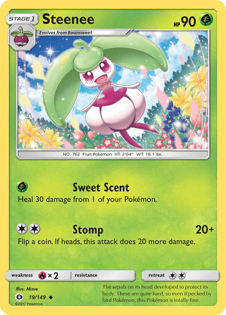 Steenee — SM Base Set Pokémon TCG card by Mizue