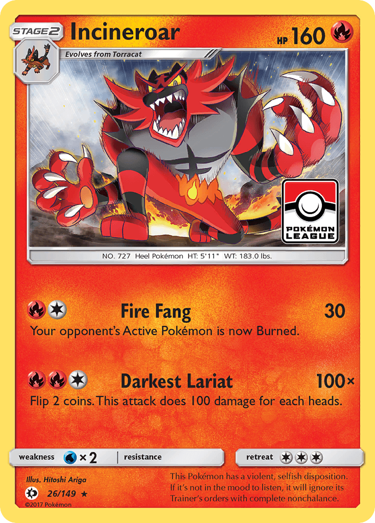 Incineroar — SM Base Set Pokémon TCG card by Hitoshi Ariga