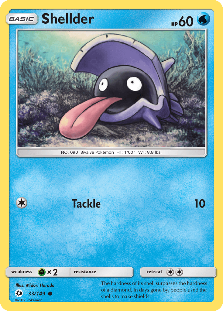 Shellder — SM Base Set Pokémon TCG card by Midori Harada
