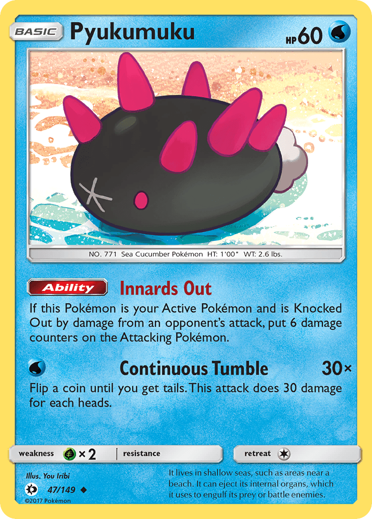 Pyukumuku — SM Base Set Pokémon TCG card by You Iribi