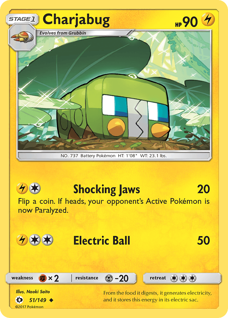 Charjabug — SM Base Set Pokémon TCG card by Naoki Saito