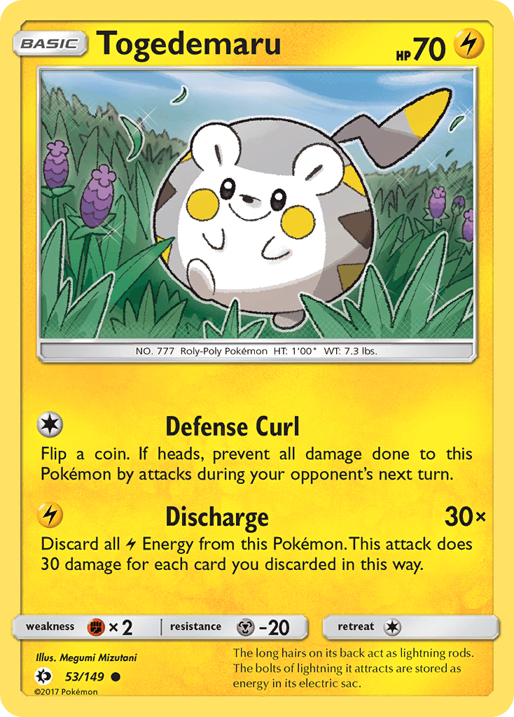 Togedemaru — SM Base Set Pokémon TCG card by Megumi Mizutani