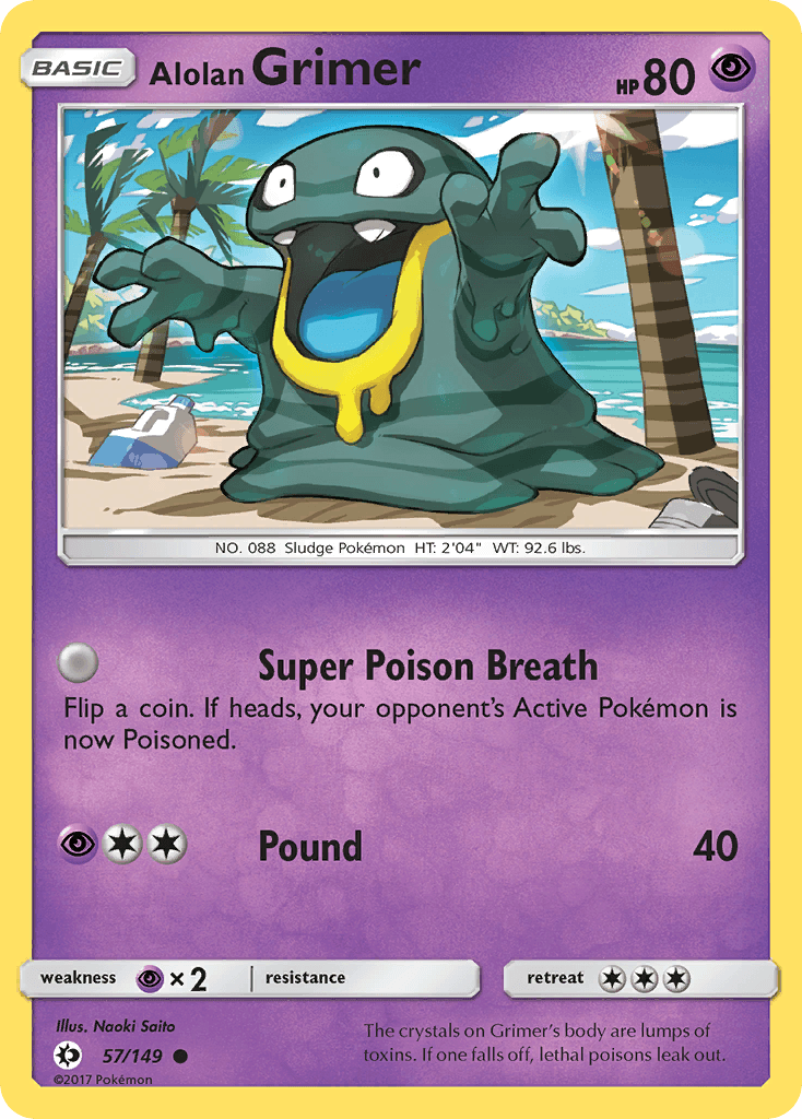 Alolan Grimer — SM Base Set Pokémon TCG card by Naoki Saito
