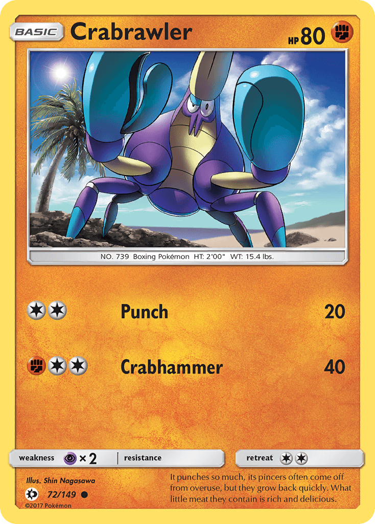 Crabrawler — SM Base Set Pokémon TCG card by Shin Nagasawa