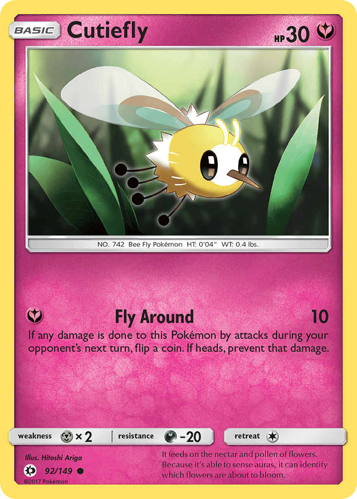 Cutiefly — SM Base Set Pokémon TCG card by Hitoshi Ariga