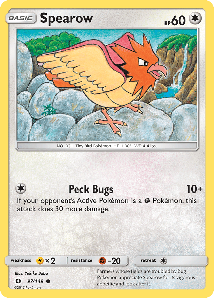 Spearow — SM Base Set Pokémon TCG card by Yukiko Baba