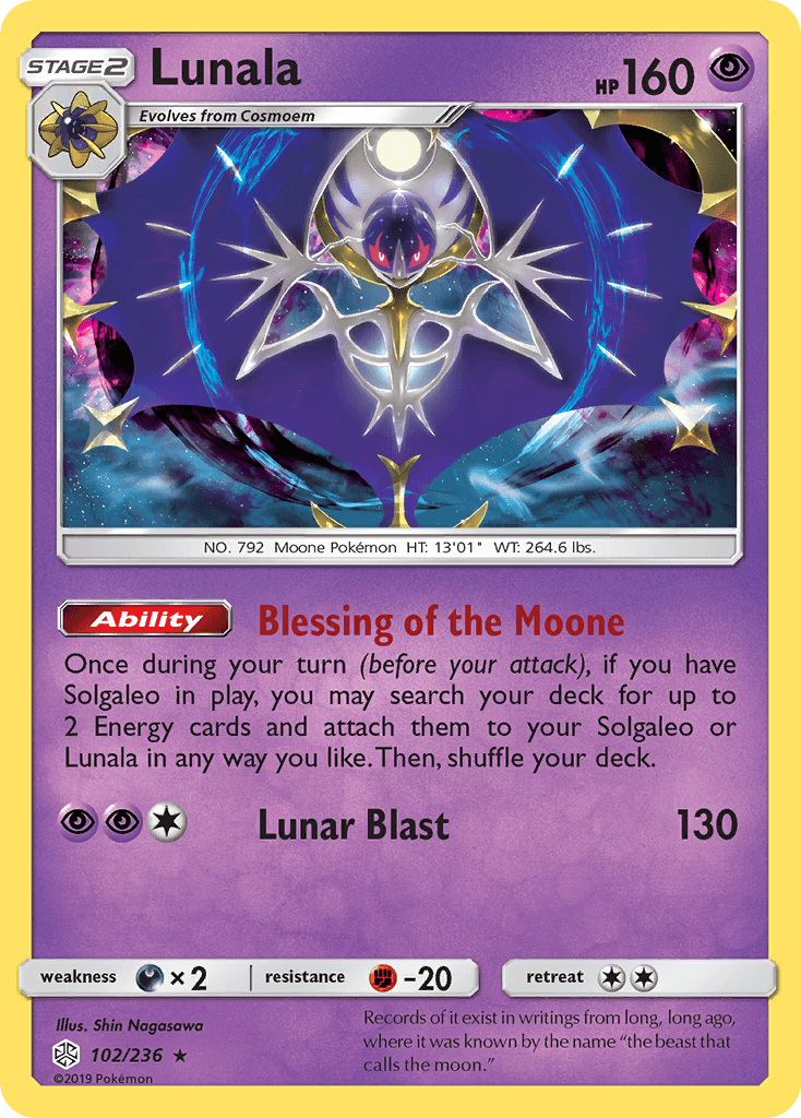 Lunala — League & Championship Cards Pokémon TCG card by Shin Nagasawa