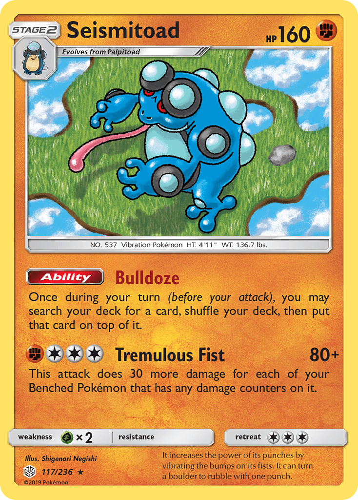 Seismitoad — SM - Cosmic Eclipse Pokémon TCG card by Shigenori Negishi