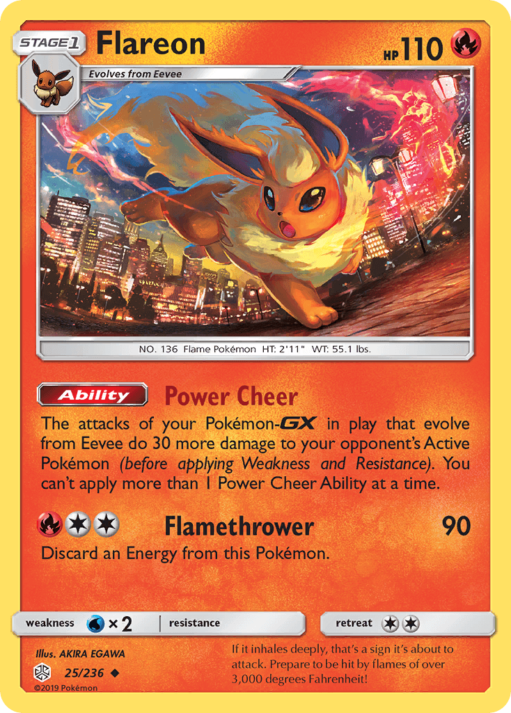 Flareon — SM - Cosmic Eclipse Pokémon TCG card by AKIRA EGAWA