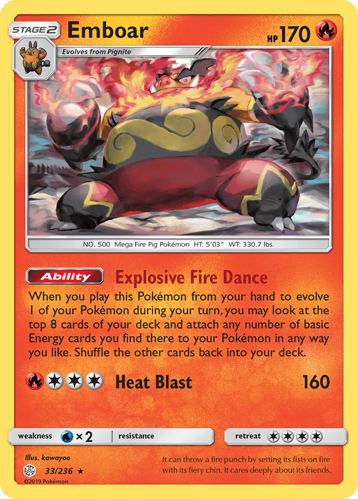 Emboar — SM - Cosmic Eclipse Pokémon TCG card by kawayoo