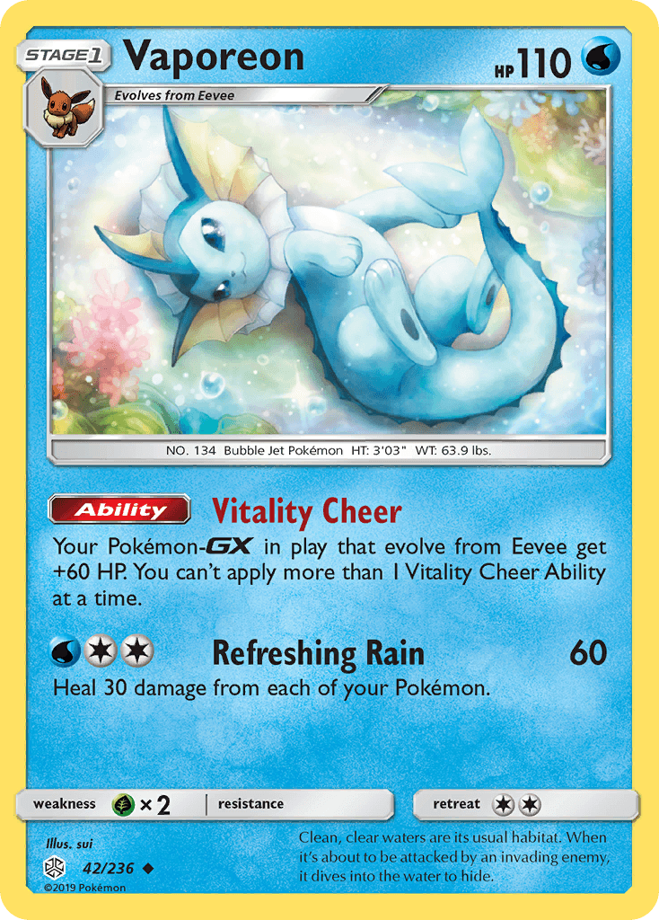 Vaporeon — SM - Cosmic Eclipse Pokémon TCG card by sui