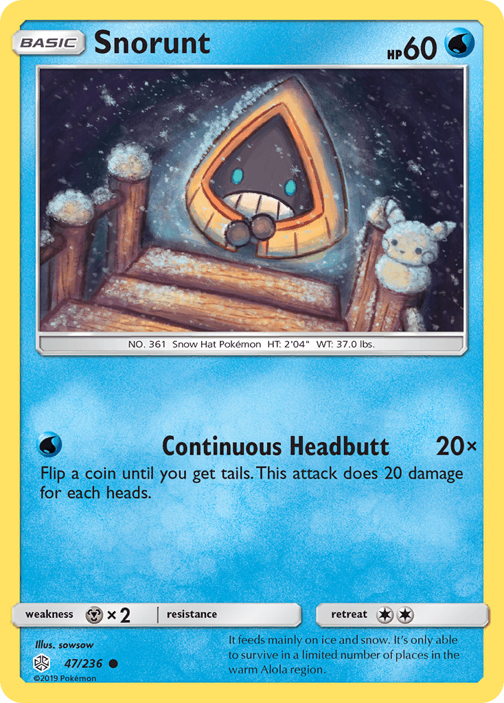 Snorunt — SM - Cosmic Eclipse Pokémon TCG card by sowsow