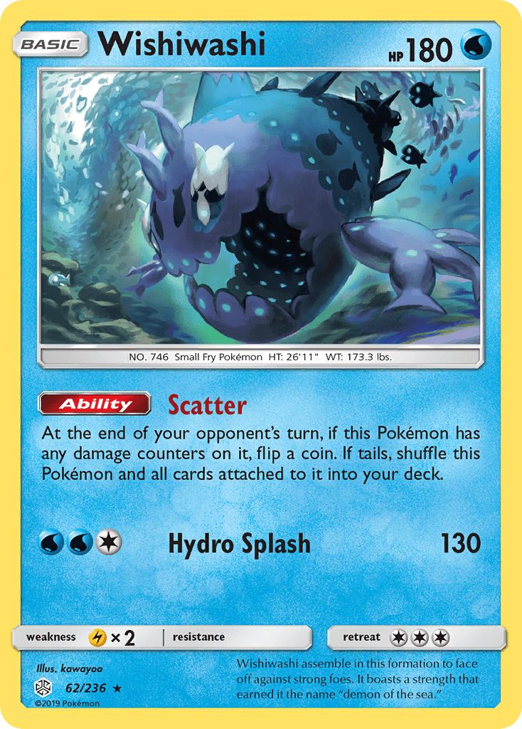 Wishiwashi — SM - Cosmic Eclipse Pokémon TCG card by kawayoo