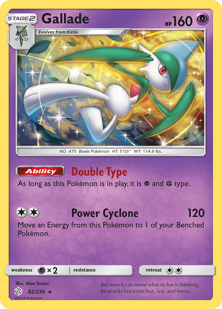Gallade — SM - Cosmic Eclipse Pokémon TCG card by Misa Tsutsui