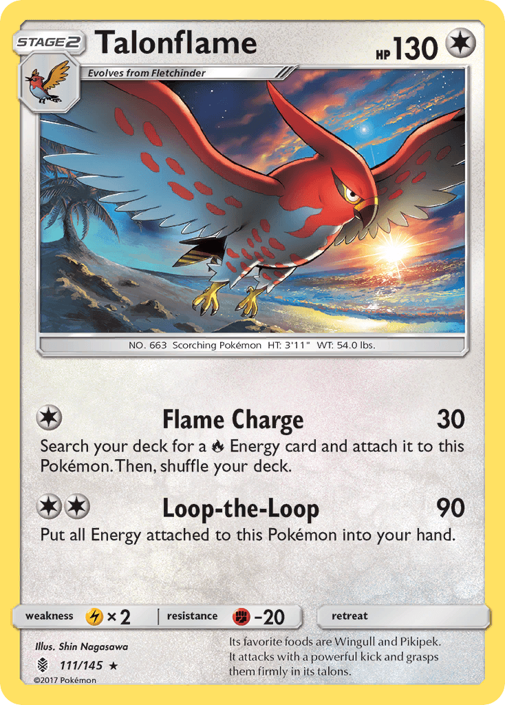 Talonflame — SM - Guardians Rising Pokémon TCG card by Shin Nagasawa