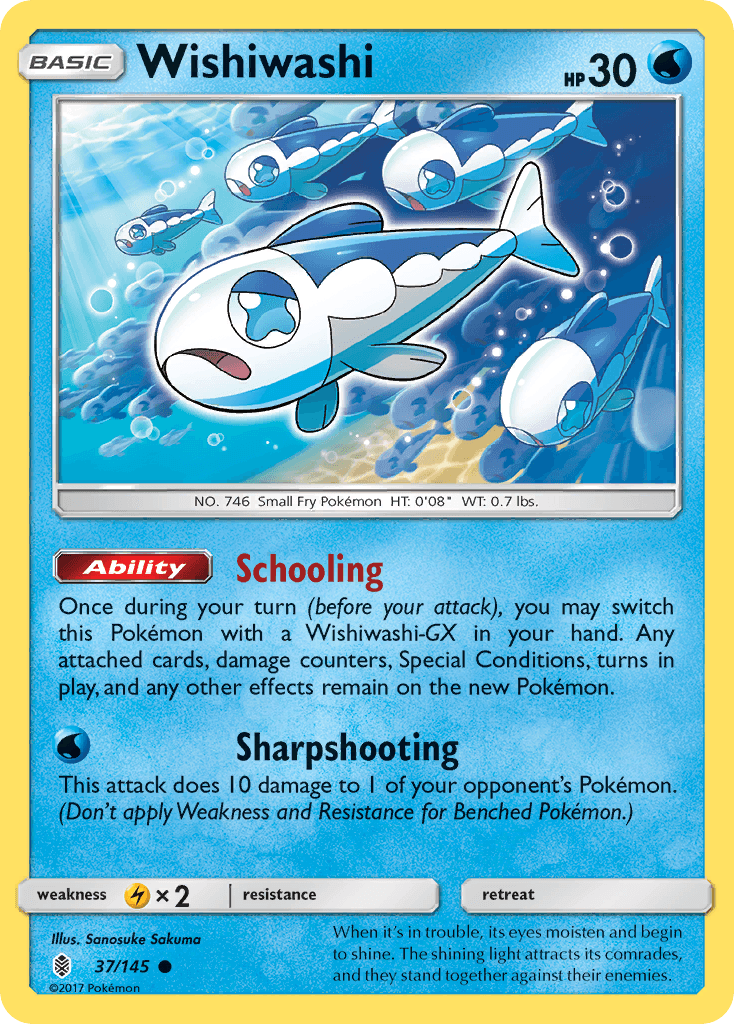 Wishiwashi — SM - Guardians Rising Pokémon TCG card by Sanosuke Sakuma