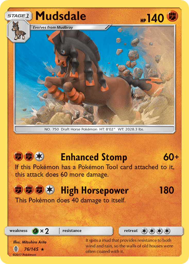 Mudsdale — SM - Guardians Rising Pokémon TCG card by Mitsuhiro Arita