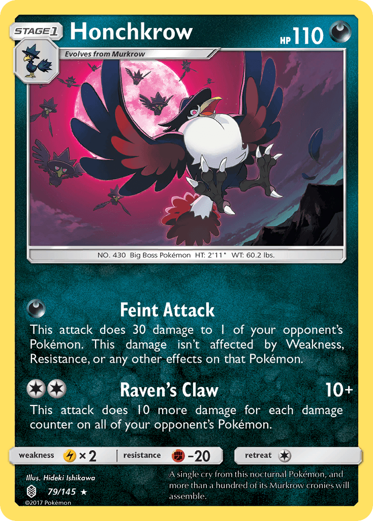 Honchkrow — SM - Guardians Rising Pokémon TCG card by Hideki Ishikawa