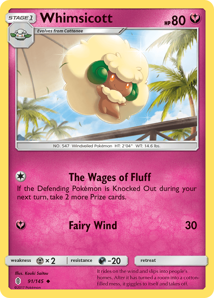 Whimsicott — SM - Guardians Rising Pokémon TCG card by Kouki Saitou