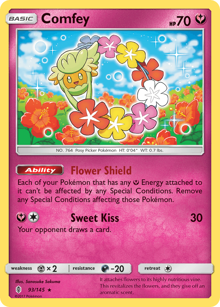 Comfey — SM - Guardians Rising Pokémon TCG card by Sanosuke Sakuma
