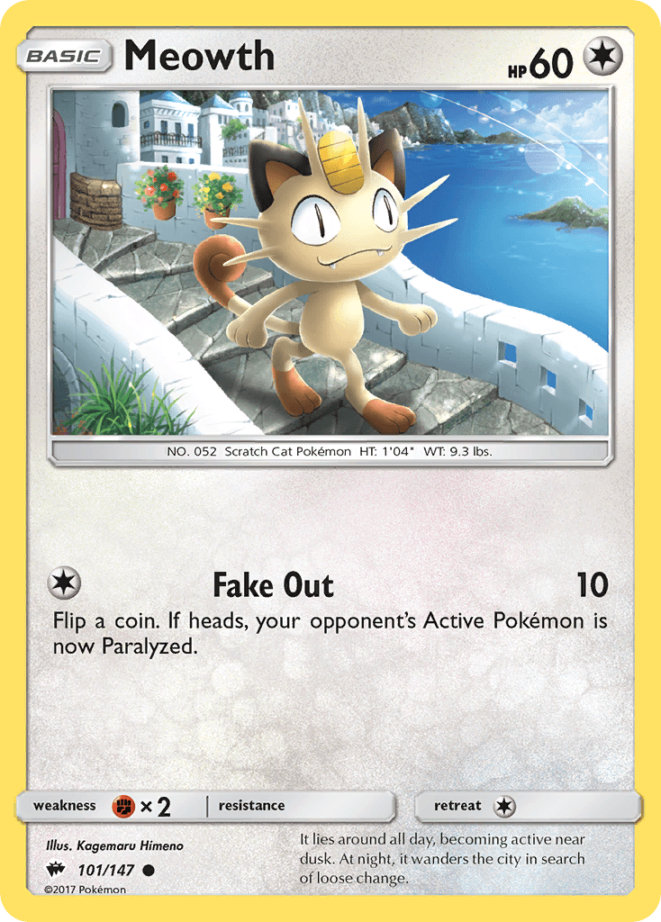 Meowth — SM - Burning Shadows Pokémon TCG card by Kagemaru Himeno