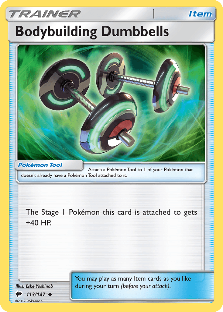 Bodybuilding Dumbbells — SM - Burning Shadows Pokémon TCG card by Eske Yoshinob