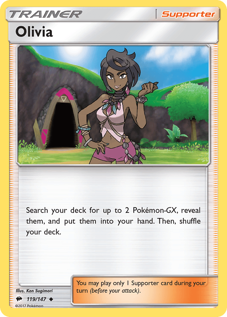 Olivia — SM - Burning Shadows Pokémon TCG card by Ken Sugimori