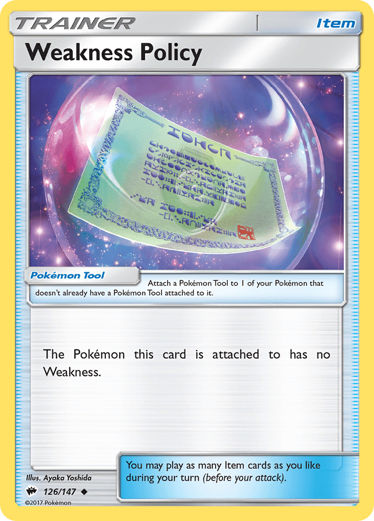 Weakness Policy — SM - Burning Shadows Pokémon TCG card by Ayaka Yoshida