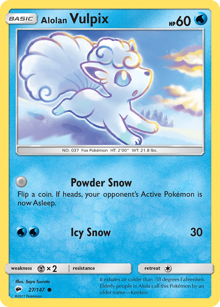 Alolan Vulpix — SM - Burning Shadows Pokémon TCG card by Saya Tsuruta