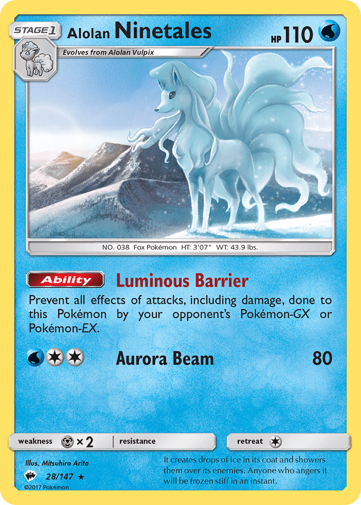 Alolan Ninetales — SM - Burning Shadows Pokémon TCG card by Mitsuhiro Arita