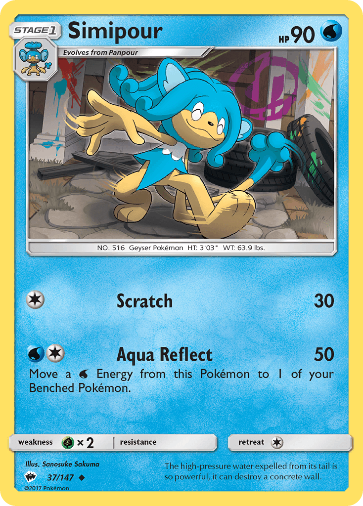Simipour — SM - Burning Shadows Pokémon TCG card by Sanosuke Sakuma