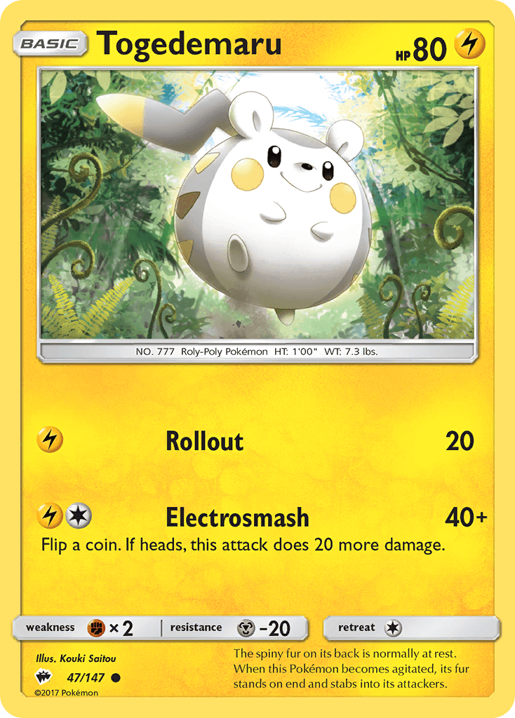 Togedemaru — SM - Burning Shadows Pokémon TCG card by Kouki Saitou