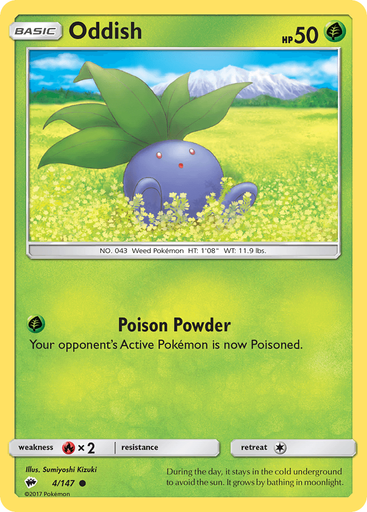 Oddish (11) — SM Trainer Kit: Alolan Sandslash & Alolan Ninetales Pokémon TCG card by Sumiyoshi Kizuki