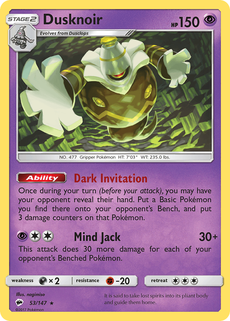 Dusknoir — SM - Burning Shadows Pokémon TCG card by nagimiso