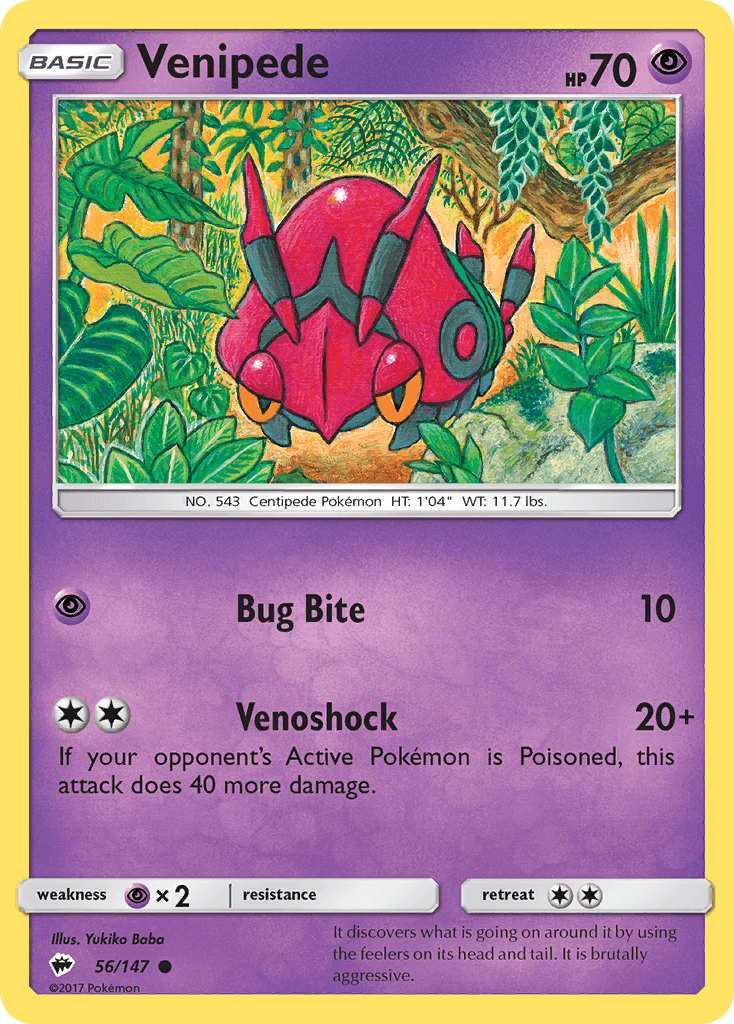 Venipede — SM - Burning Shadows Pokémon TCG card by Yukiko Baba