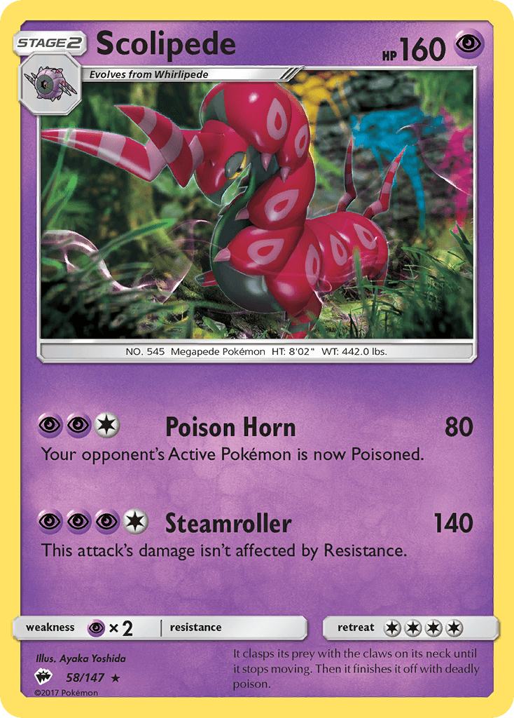 Scolipede — SM - Burning Shadows Pokémon TCG card by Ayaka Yoshida