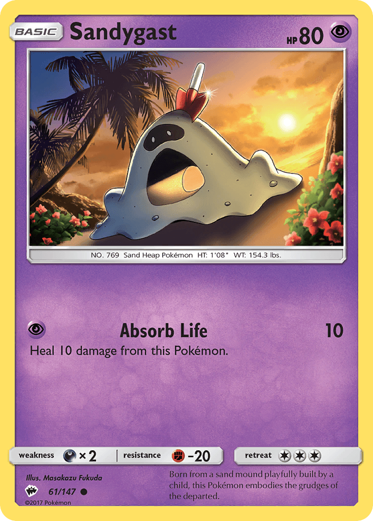 Sandygast — SM - Burning Shadows Pokémon TCG card by Masakazu Fukuda