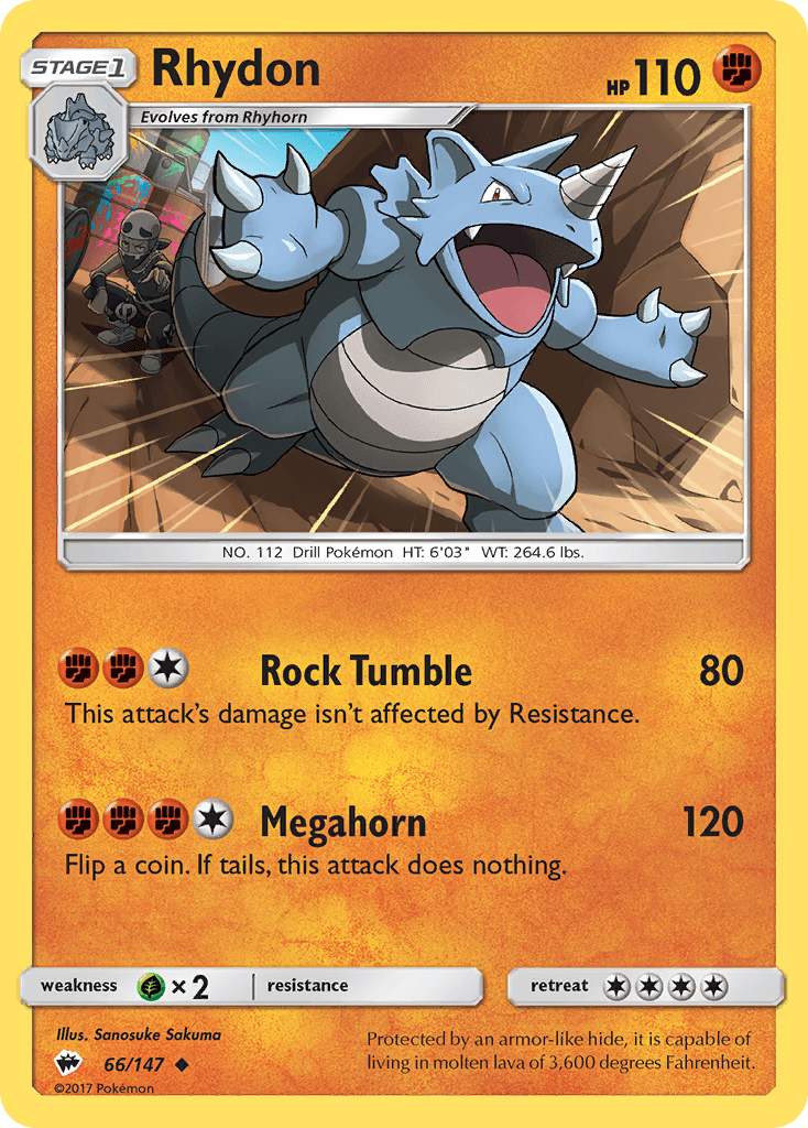Rhydon — SM - Burning Shadows Pokémon TCG card by Sanosuke Sakuma