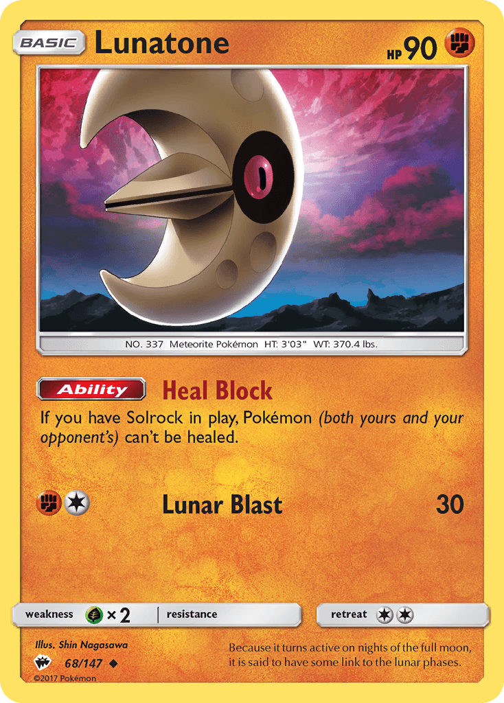 Lunatone — SM - Burning Shadows Pokémon TCG card by Shin Nagasawa