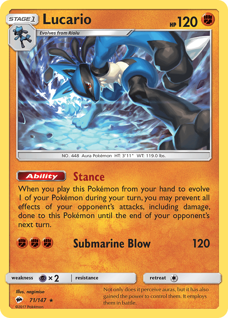 Lucario — SM - Burning Shadows Pokémon TCG card by nagimiso