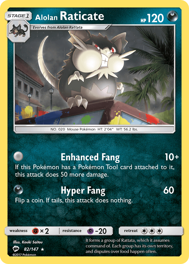 Alolan Raticate — SM - Burning Shadows Pokémon TCG card by Kouki Saitou