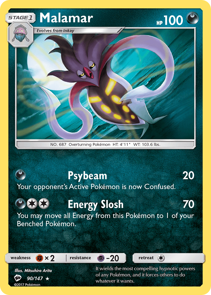 Malamar — SM - Burning Shadows Pokémon TCG card by Mitsuhiro Arita