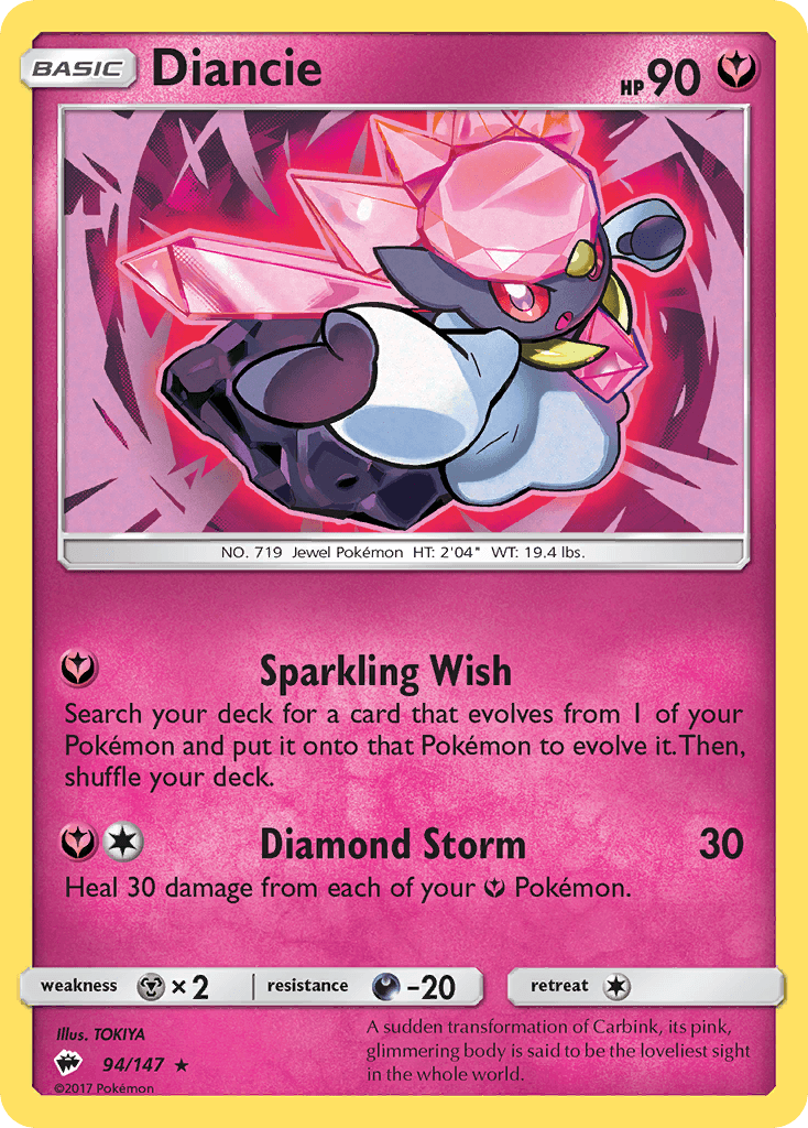 Diancie — SM - Burning Shadows Pokémon TCG card by TOKIYA
