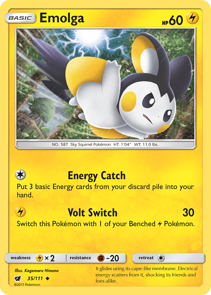 Emolga — SM - Crimson Invasion Pokémon TCG card by Kagemaru Himeno