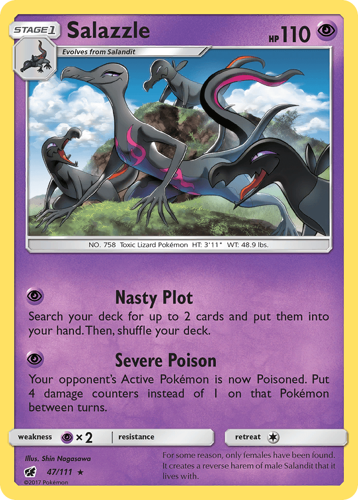 Salazzle — SM - Crimson Invasion Pokémon TCG card by Shin Nagasawa